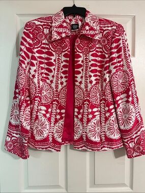 Sharon Young Dark Pink and White Printed Blazer